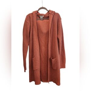 Cozy Hooded Cardigan Sweater in Rust